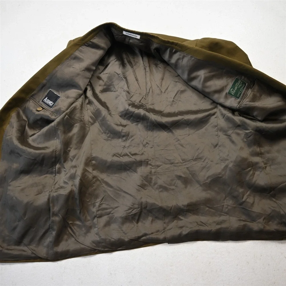 Vtg Double Breasted 42L Green 100% Wool Mens Blazer Suit Jacket Sport Coat_6